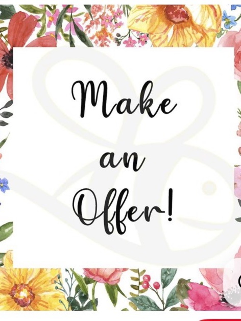 Floral 'Make an Offer' Sign - Watercolor Blooms